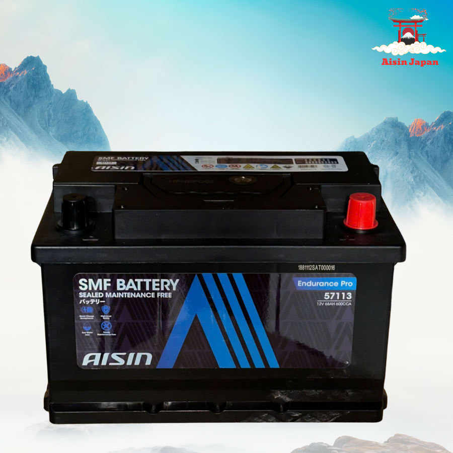 Ắc qui axit chì SMF - Automotive Battery, P/N: BTR4S-57113, Loại: 12V, dung lượng: 68AH, Kích thước: 278*175*174mm, dùng để khởi động động cơ piston cho xe ô tô - Nhãn hiệu: AISIN. Hàng mới 100%