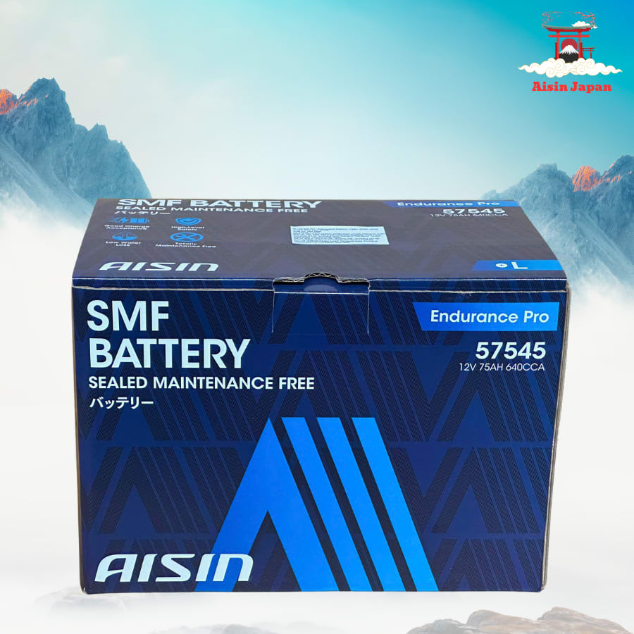 Ắc qui axit chì SMF - Automotive Battery, P/N: BTR4S-57545, Loại: 12V, dung lượng: 75AH, dòng khởi động nguội CCA: 640A, dùng để khởi động động cơ piston cho xe ô tô - Nhãn hiệu: AISIN. Hàng mới 100%