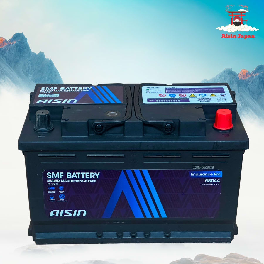Ắc qui axit chì SMF - Automotive Battery, P/N: BTR4S-58044, Loại: 12V, dung lượng: 80AH, dòng khởi động nguội CCA: 650A, dùng để khởi động động cơ piston cho xe ô tô - Nhãn hiệu: AISIN. Hàng mới 100%