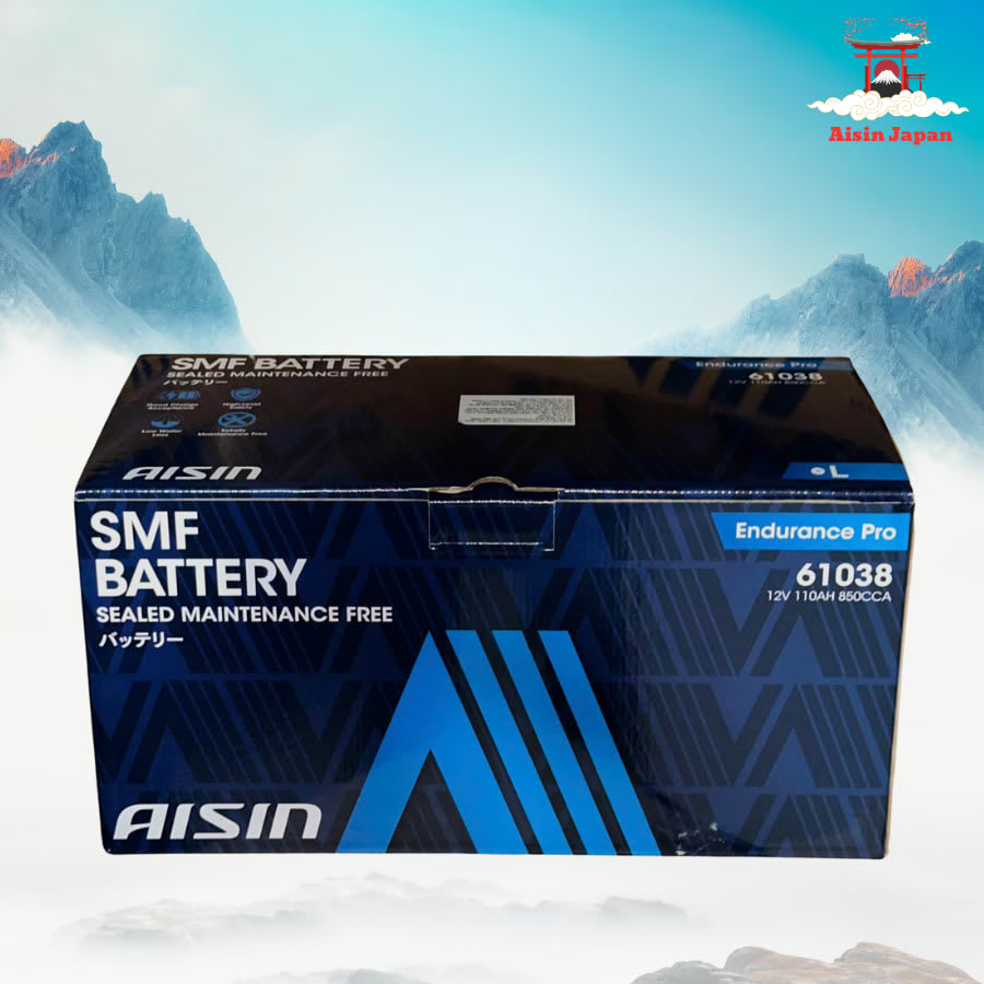 Ắc qui axit chì SMF - Automotive Battery, P/N: BTR4S-61038, Loại: 12V, dung lượng: 110AH, Kích thước: 394*175*190mm, dùng để khởi động động cơ piston cho xe ô tô - Nhãn hiệu: AISIN. Hàng mới 100%