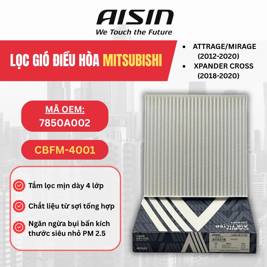 Lọc gió điều hòa Mitsubishi hiệu Aisin mã CBFM-4001