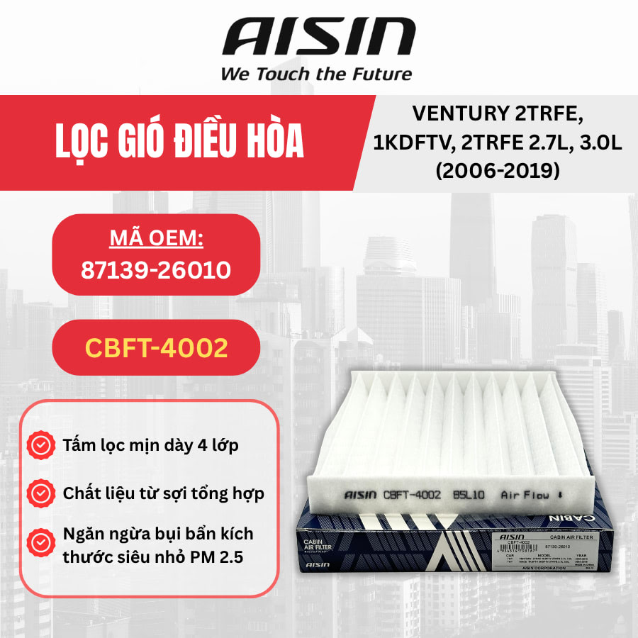 Lọc gió điều hòa Toyota hiệu Aisin mã CBFT-4002
