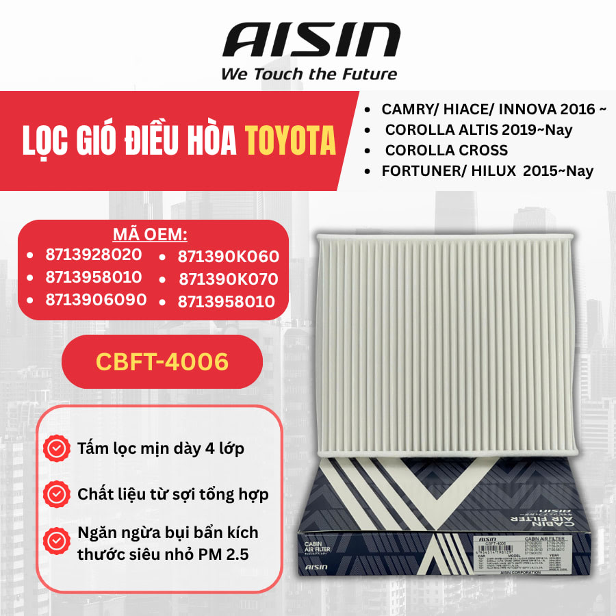 Lọc gió điều hòa Toyota hiệu Aisin mã CBFT-4006