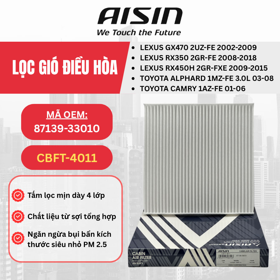 Lọc gió điều hòa Lexus, Toyota hiệu Aisin mã CBFT-4011