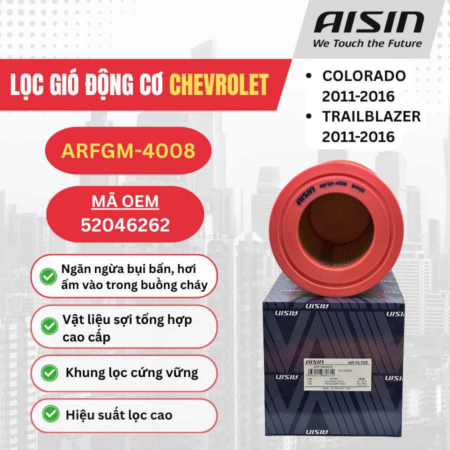 Lọc gió động cơ Chevrolet hiệu Aisin mã ARFGM-4008