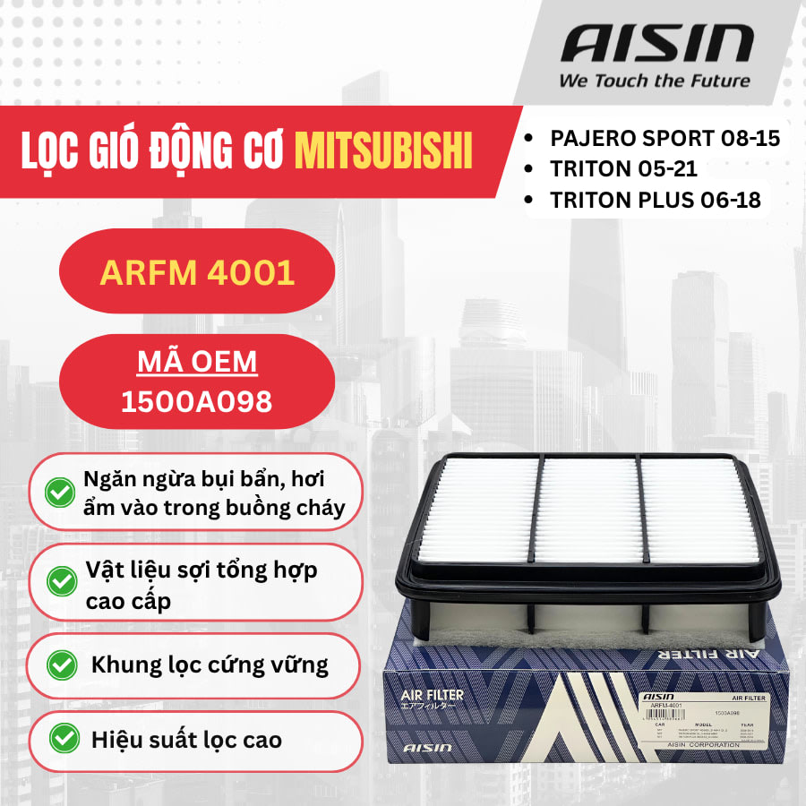 Lọc gió động cơ Mitsubishi hiệu Aisin mã ARFM-4001