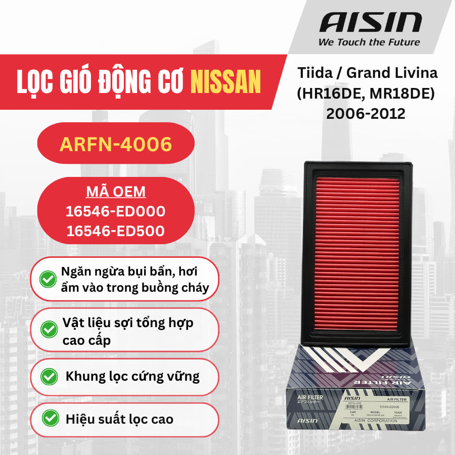 Lọc gió động cơ Nissan hiệu Aisin mã ARFN-4006