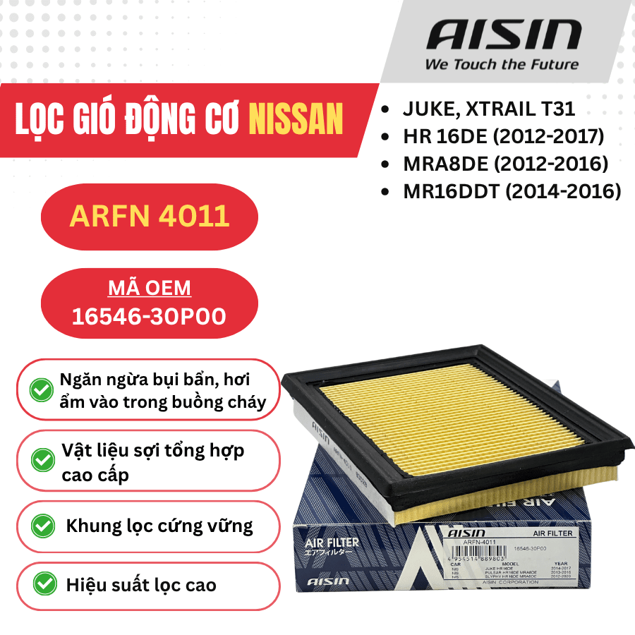 Lọc gió động cơ Nissan, Toyota hiệu Aisin mã ARFN-4011