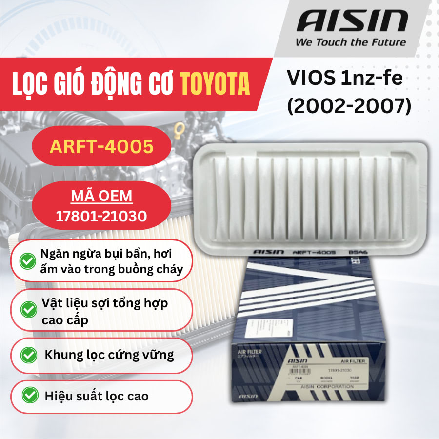 Lọc gió động cơ Toyota hiệu Aisin mã ARFT-4005