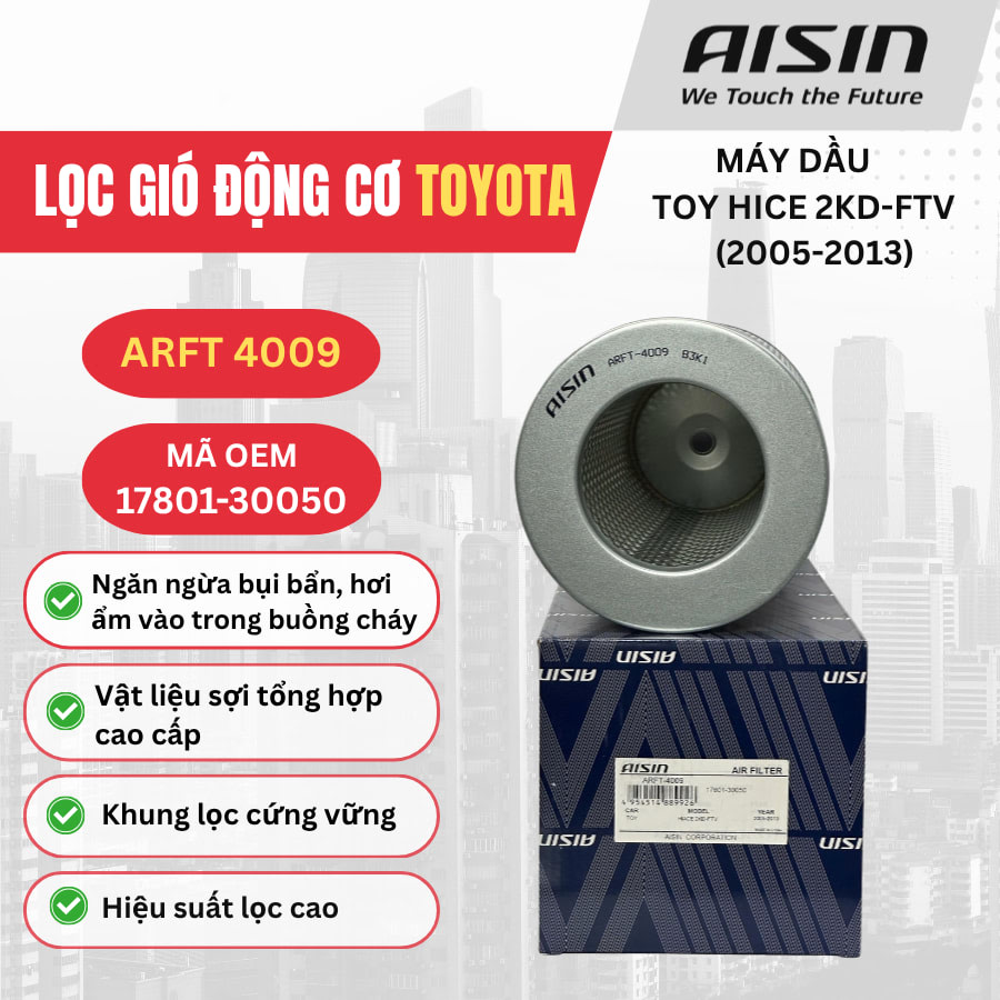 Lọc gió động cơ Toyota hiệu Aisin mã ARFT-4009