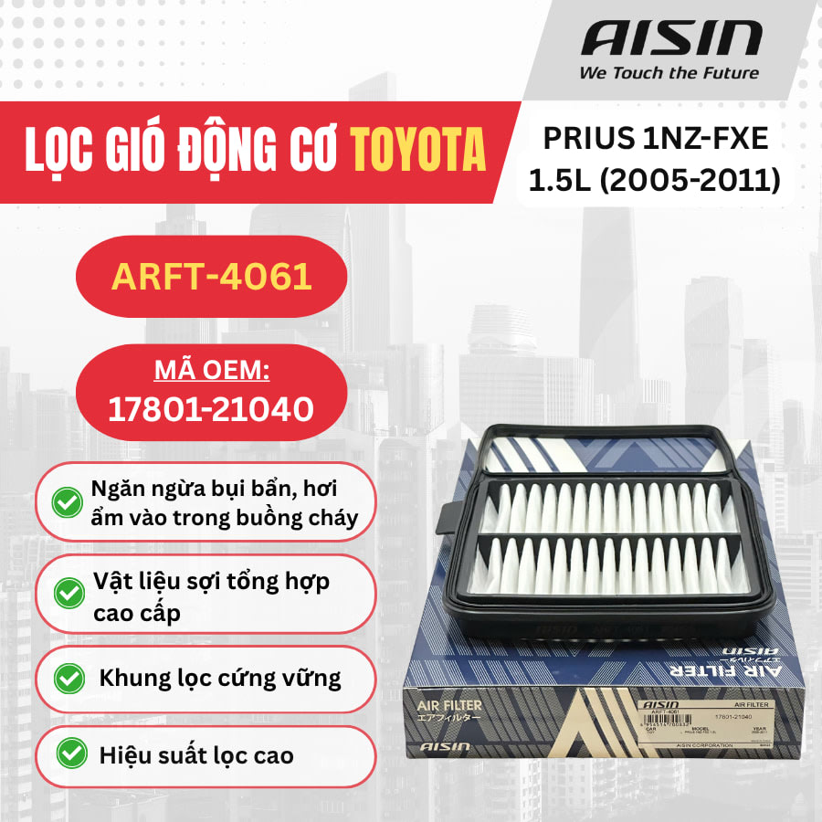 Lọc gió động cơ Toyota hiệu Aisin mã ARFT-4061