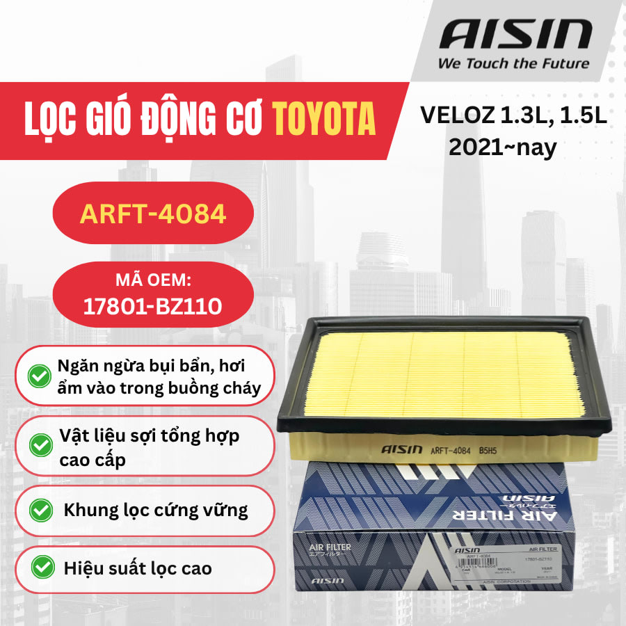 Lọc gió động cơ Toyota hiệu Aisin mã ARFT-4084