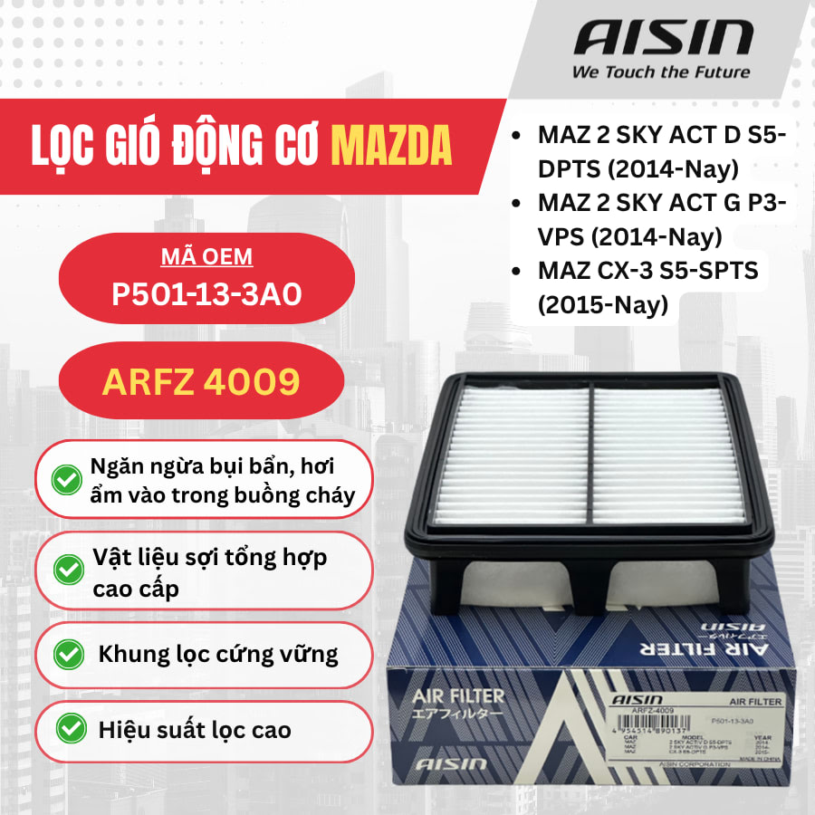 Lọc gió động cơ Mazda hiệu Aisin mã ARFZ-4009