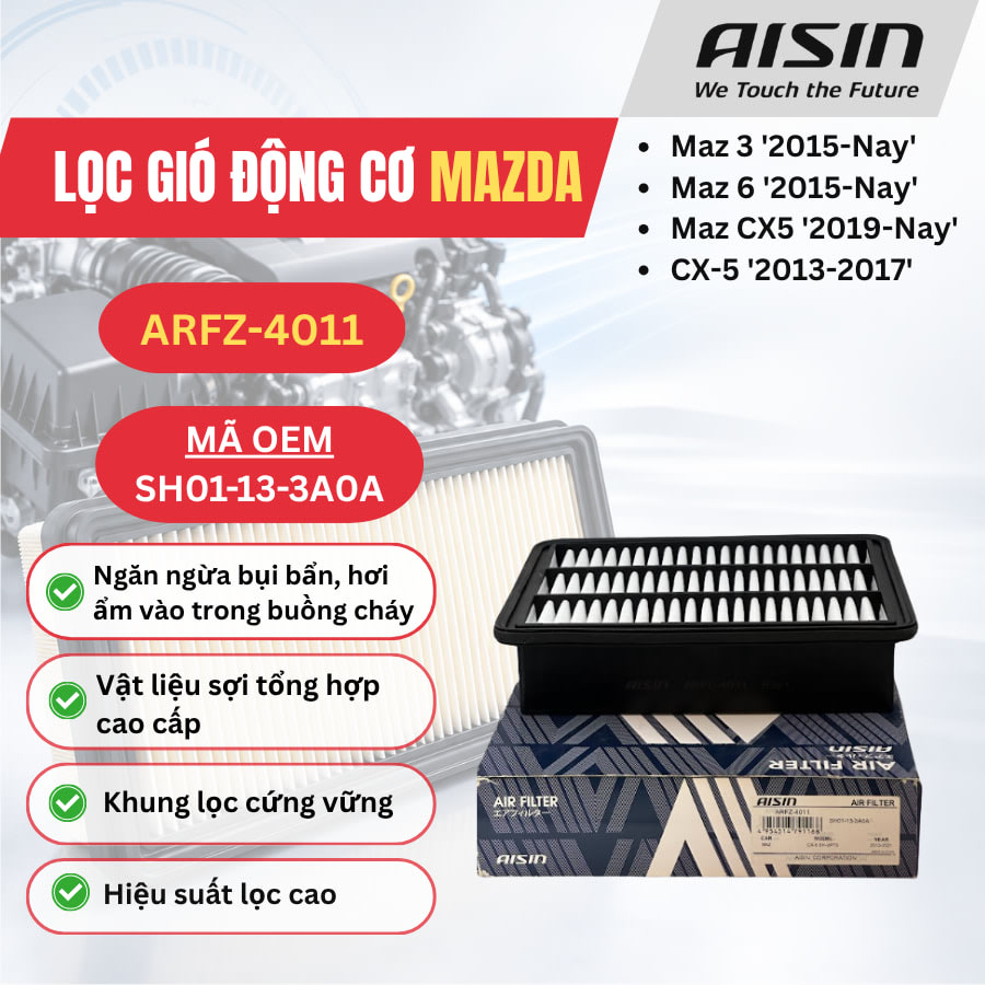 Lọc gió động cơ Mazda hiệu Aisin mã ARFZ-4011