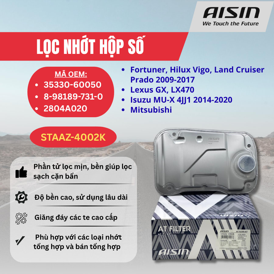 Lọc nhớt hộp số Toyota, Lexus, Isuzu, Mitsubishi hiệu Aisin mã STAAZ-4002
