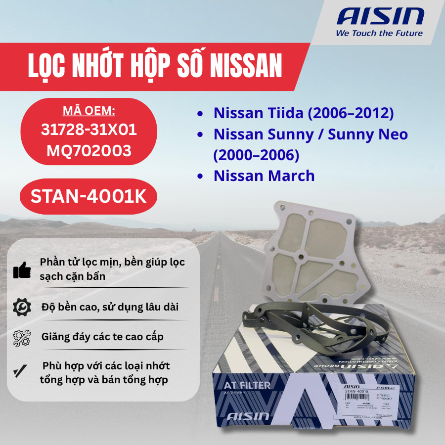 Lọc nhớt hộp số Nissan hiệu Aisin mã STAN-4001K
