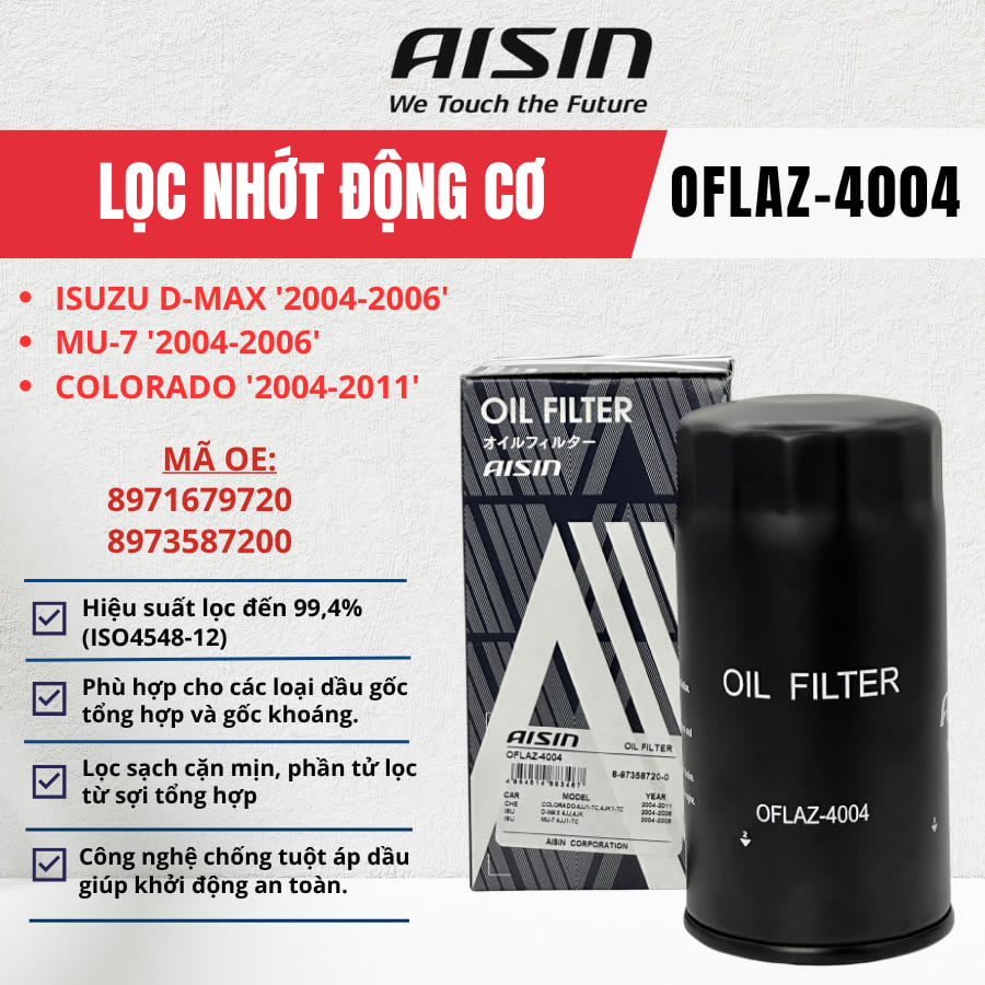 Lọc nhớt động cơ Isuzu, Chevrolet hiệu Aisin mã OFLAZ-4004