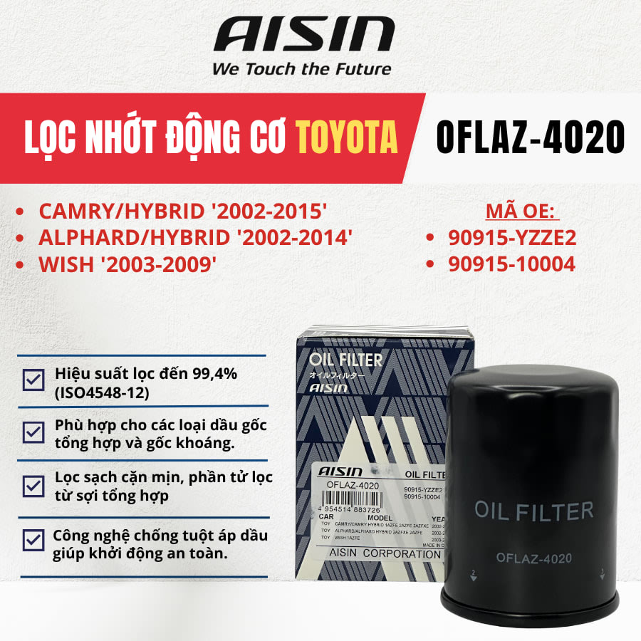 Lọc nhớt động cơ Toyota hiệu Aisin mã OFLAZ-4020
