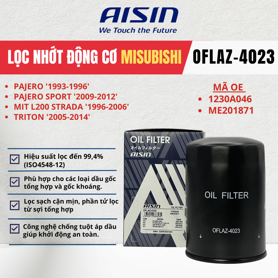 Lọc nhớt động cơ Mitsubishi hiệu Aisin mã OFLAZ-4023