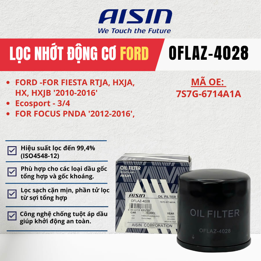 Lọc nhớt động cơ Ford hiệu Aisin mã OFLAZ-4028