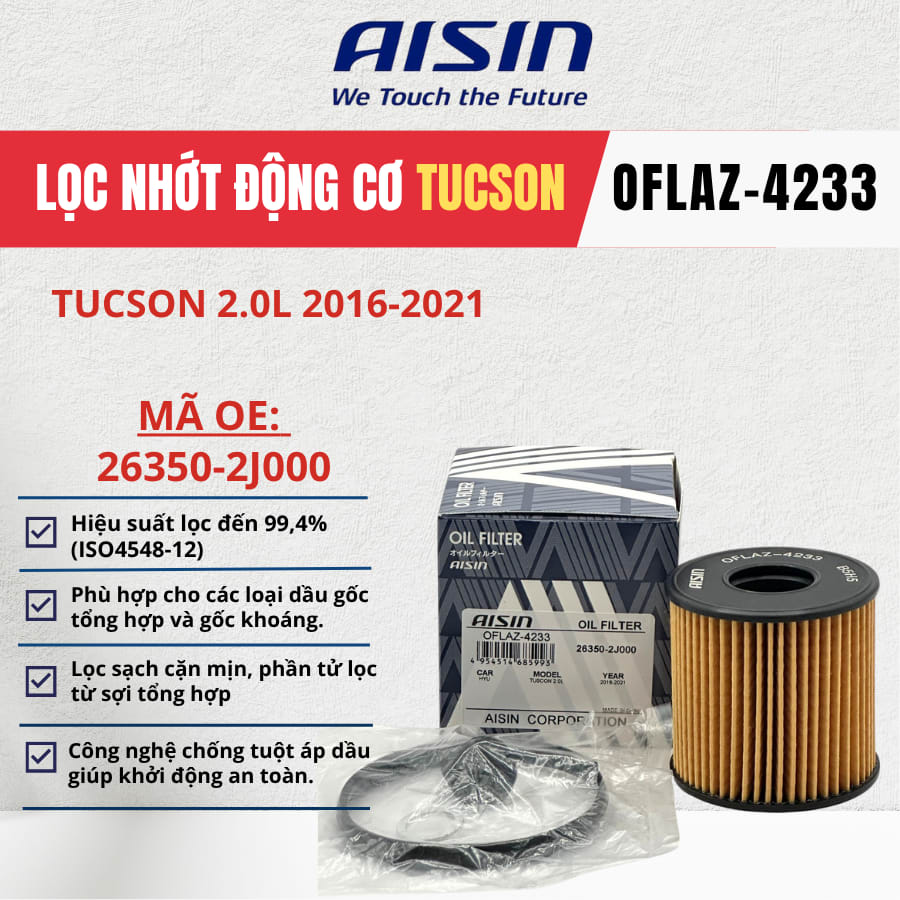 Lọc nhớt động cơ Hyundai hiệu Aisin mã OFLAZ-4233