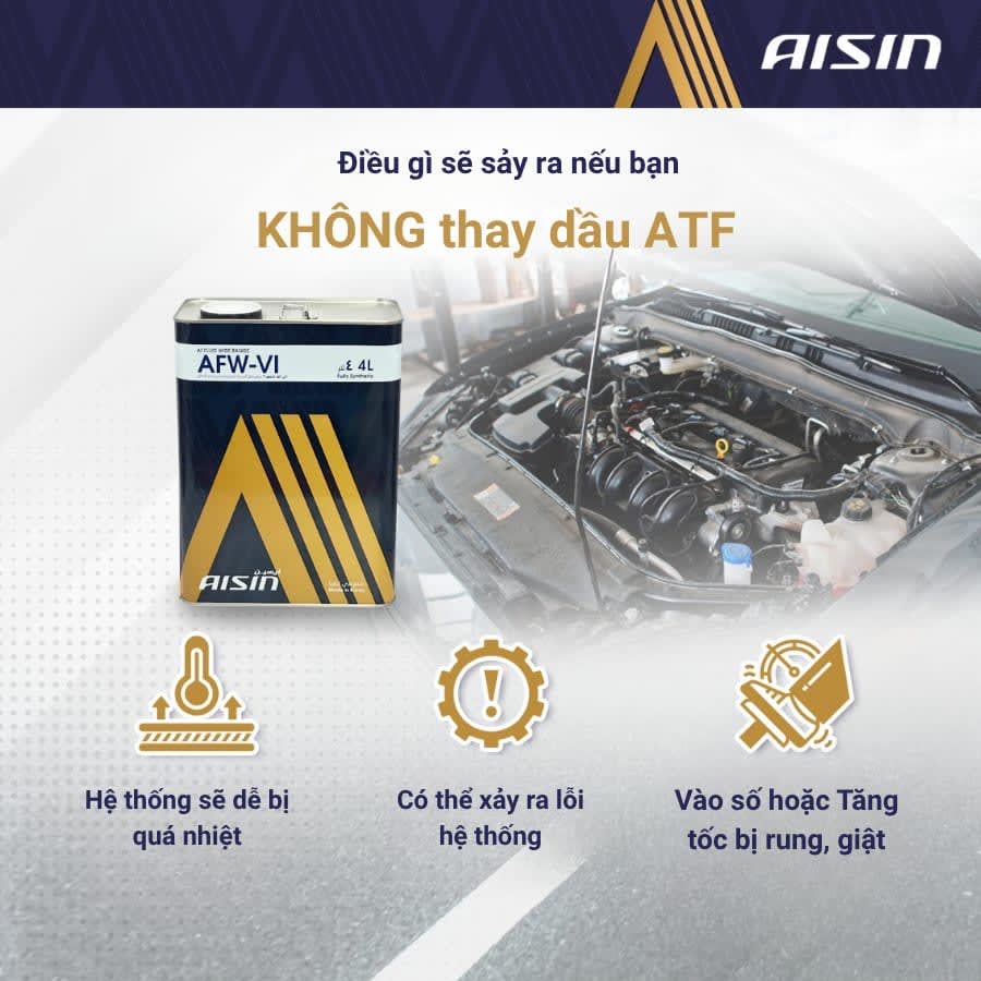 Dầu hộp số tự động AT 8 cấp (10 cấp Aisin) 4 Lít Hiệu Aisin mã ATFDVI4S