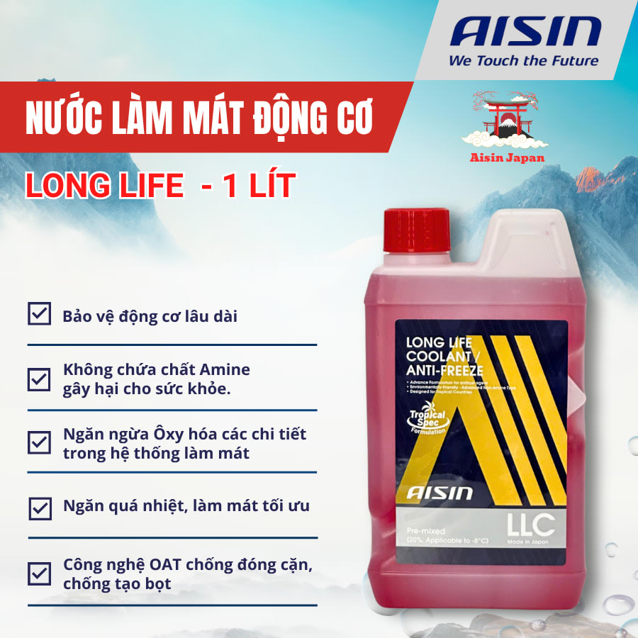 Nước làm mát Đỏ 1 Lít Hiệu Aisin mã LCPM20A1LR