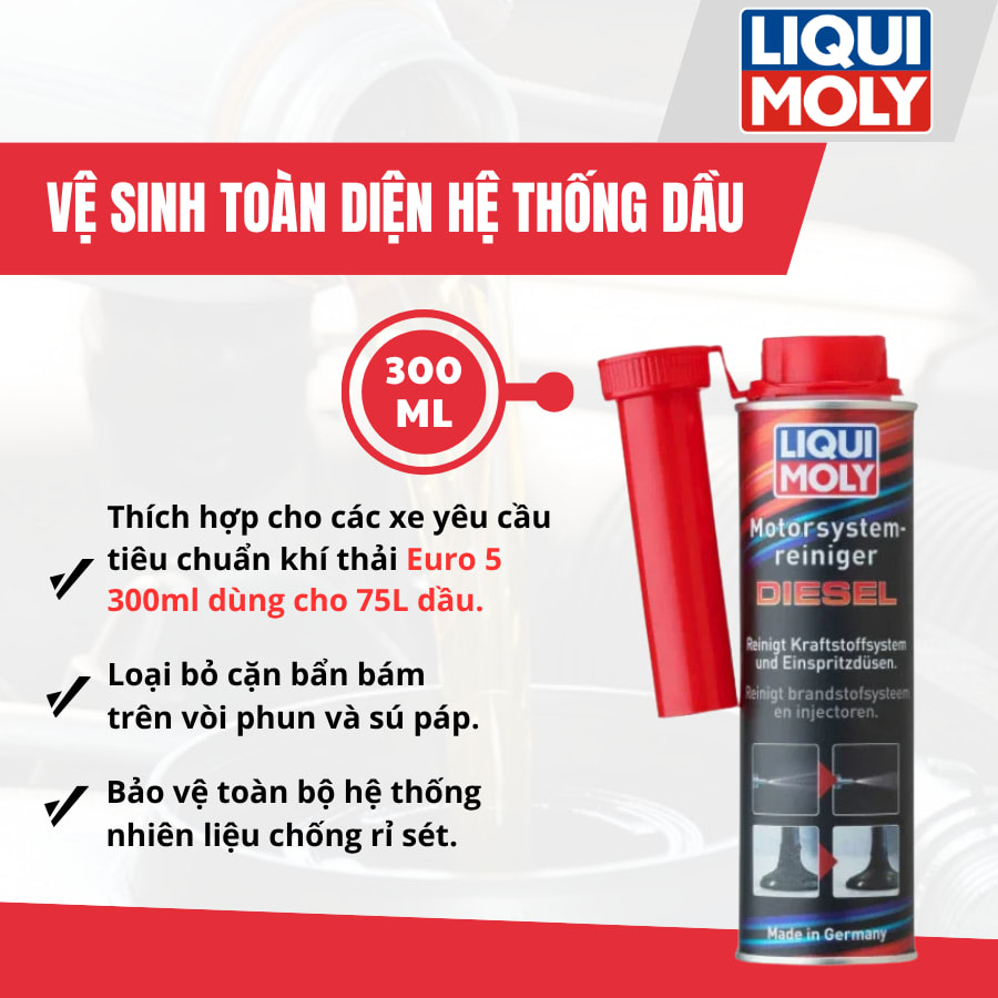 Vệ sinh toàn diện hệ thống dầu 300 ml hiệu Liqui Moly mã 21491