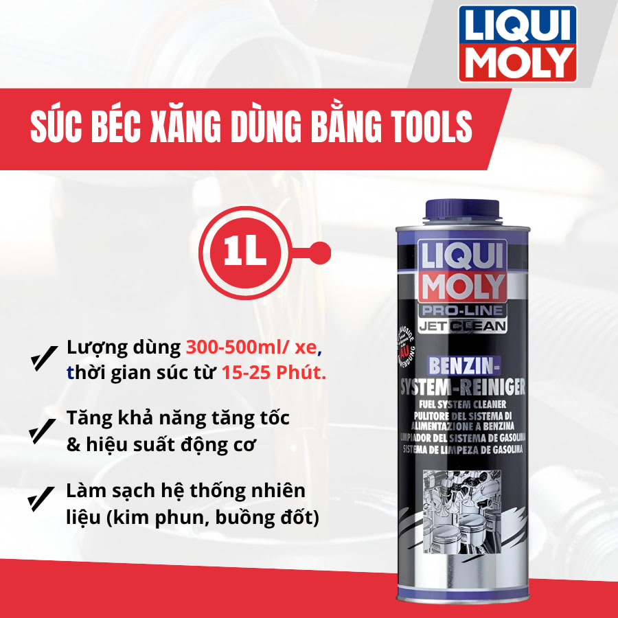 Súc béc xăng trực tiếp dùng bằng tools 1000 ml hiệu Liqui Moly mã 5147