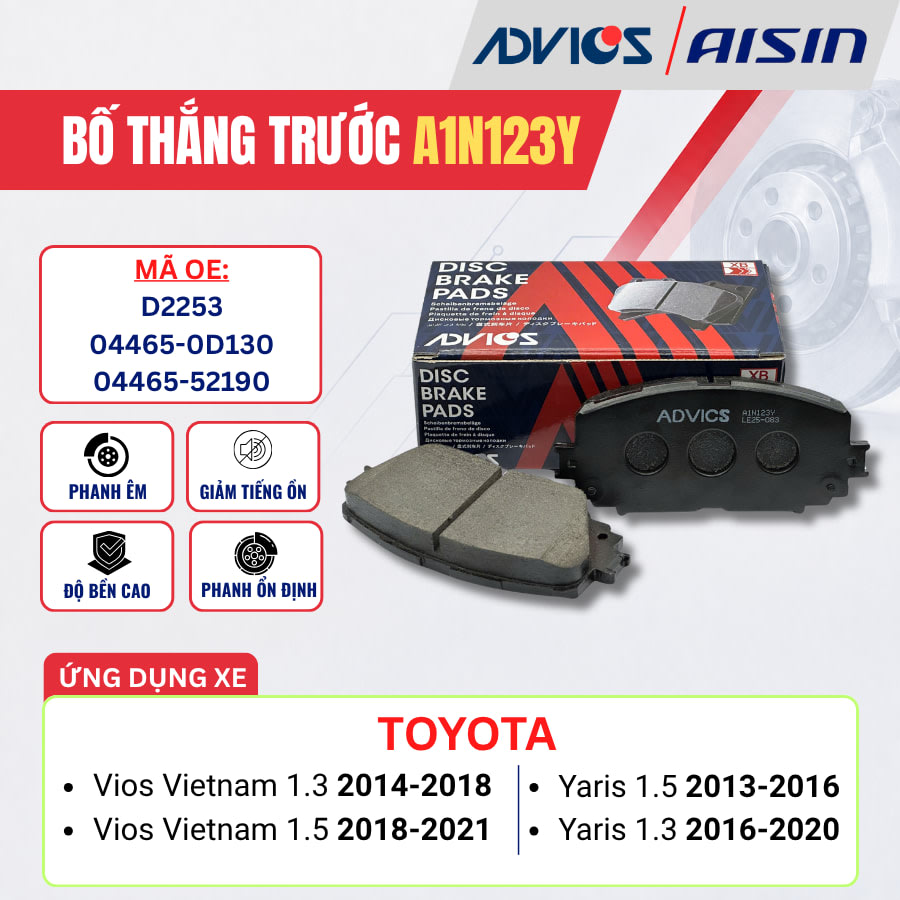 Bố thắng trước Toyota Yaris, Vios - ADVICS A1N123Y