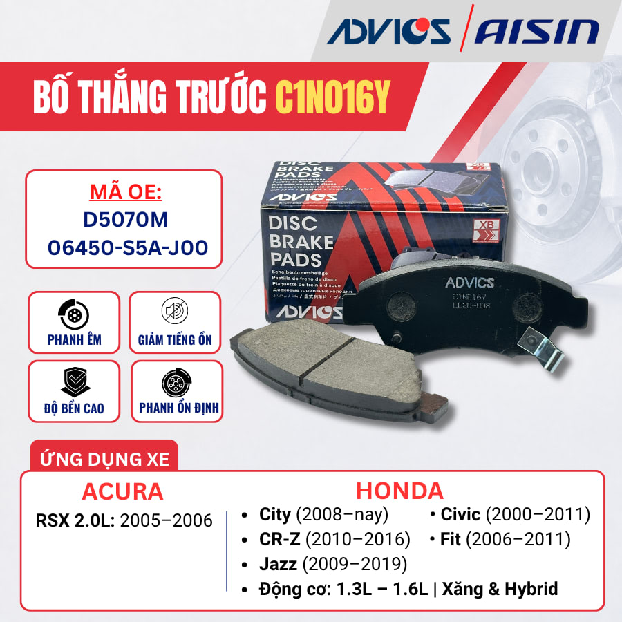 Bố thắng trước Honda City, Civic / Acura RSX - ADVICS C1N016Y