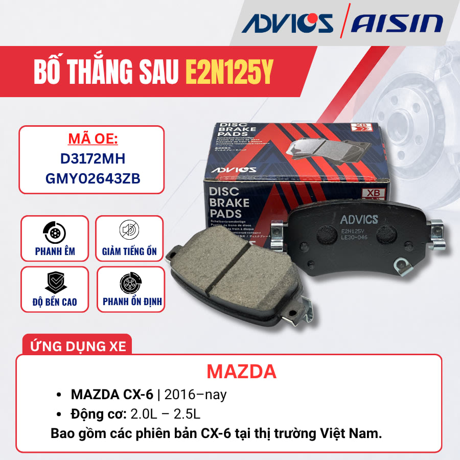 Bố thắng sau Mazda 6 - ADVICS E2N125Y