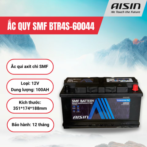 Ắc qui axit chì SMF - Automotive Battery, P/N: BTR4S-60044, Loại: 12V, dung lượng: 100AH, Kích thước: 351*174*188mm, dùng để khởi động động cơ piston cho xe ô tô - Nhãn hiệu: AISIN. Hàng mới 100%