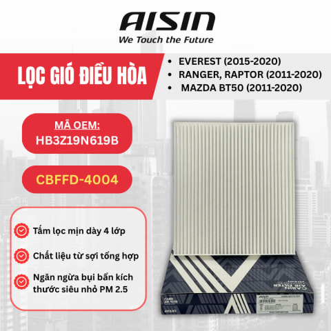 Lọc gió điều hòa Ford, Mazda hiệu Aisin mã CBFFD-4004