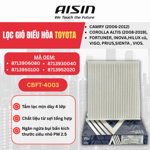 Lọc gió điều hòa Toyota hiệu Aisin mã CBFT-4003