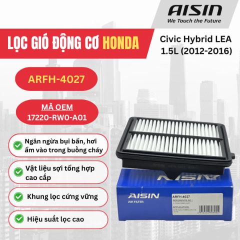 Lọc gió động cơ Honda hiệu Aisin mã ARFH-4027