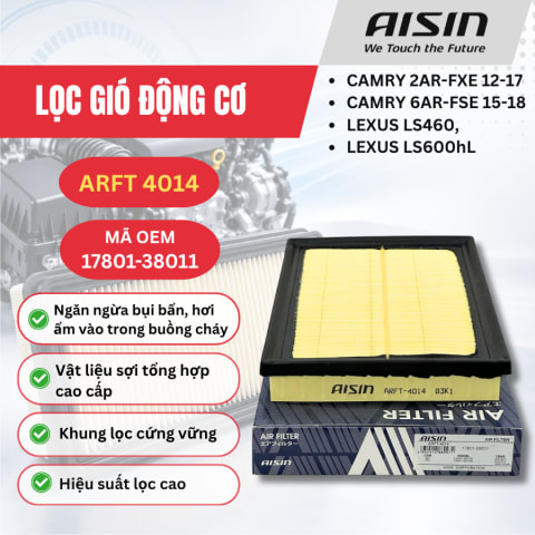 Lọc gió động cơ Toyota, Lexus hiệu Aisin mã ARFT-4014