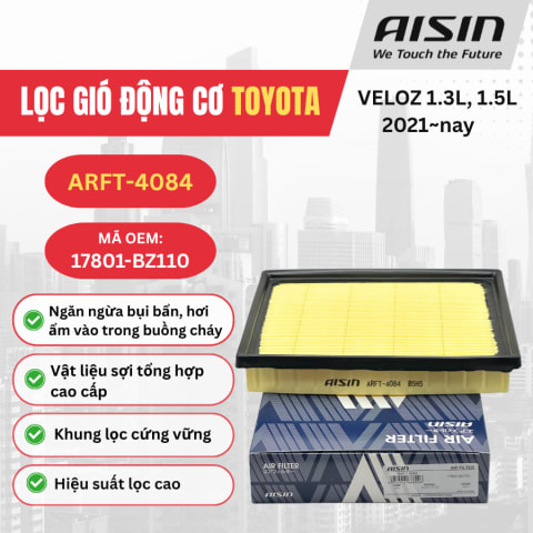 Lọc gió động cơ Toyota hiệu Aisin mã ARFT-4084