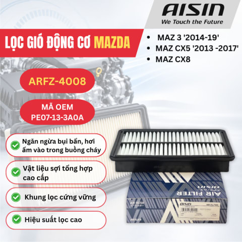 Lọc gió động cơ Mazda hiệu Aisin mã ARFZ-4008