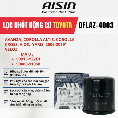 Lọc nhớt động cơ Toyota hiệu Aisin mã OFLAZ-4003