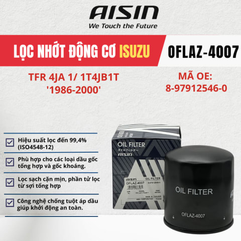 Lọc nhớt động cơ Isuzu hiệu Aisin mã OFLAZ-4007