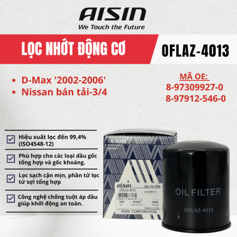 Lọc nhớt động cơ Isuzu, Nissan hiệu Aisin mã OFLAZ-4013
