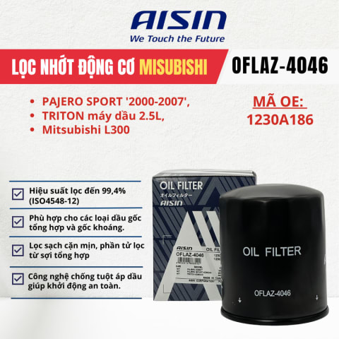 Lọc nhớt động cơ Mitsubishi hiệu Aisin mã OFLAZ-4046