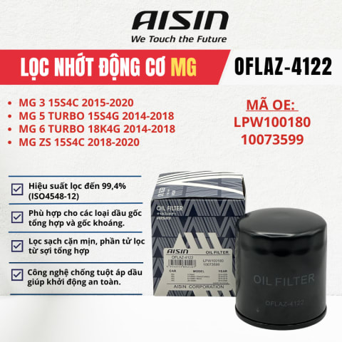 Lọc nhớt động cơ MG hiệu Aisin mã OFLAZ-4122
