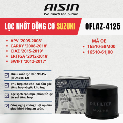 Lọc nhớt động cơ Suzuki hiệu Aisin mã OFLAZ-4125
