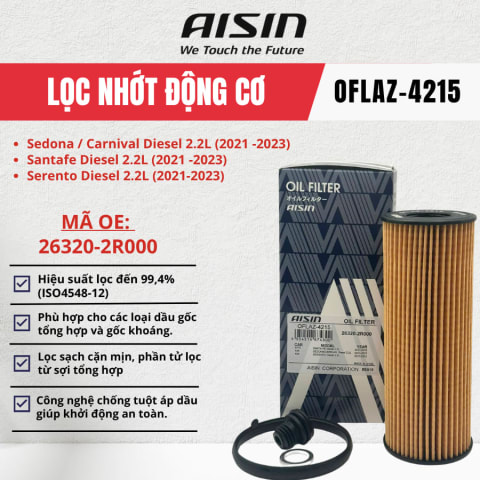 Lọc nhớt động cơ Hyundai hiệu Aisin mã OFLAZ-4215