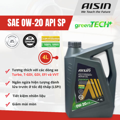 Dầu động cơ xăng 0W-20 API SP 10.000Km 4 Lít Hiệu Aisin mã ESFP0024P