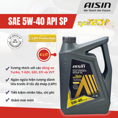 Dầu động cơ Xăng 5W-40 API SP 10.000Km 4 Lít Hiệu Aisin mã ESFP0544P
