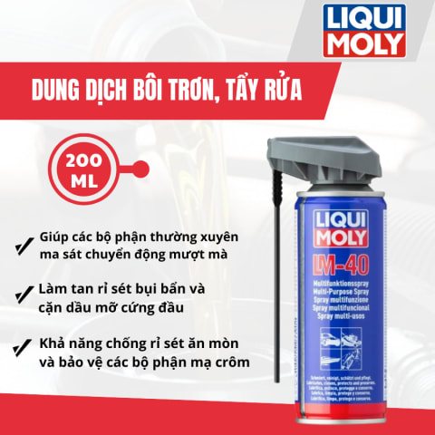 Dung dịch bôi trơn, tẩy rửa rỉ sét, dầu mỡ đa năng LM-40 200 ml hiệu Liqui Moly mã 3390