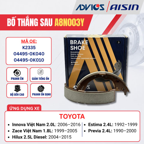 Bố thắng sau Toyota Innova, Hilux - ADVICS A8N003Y